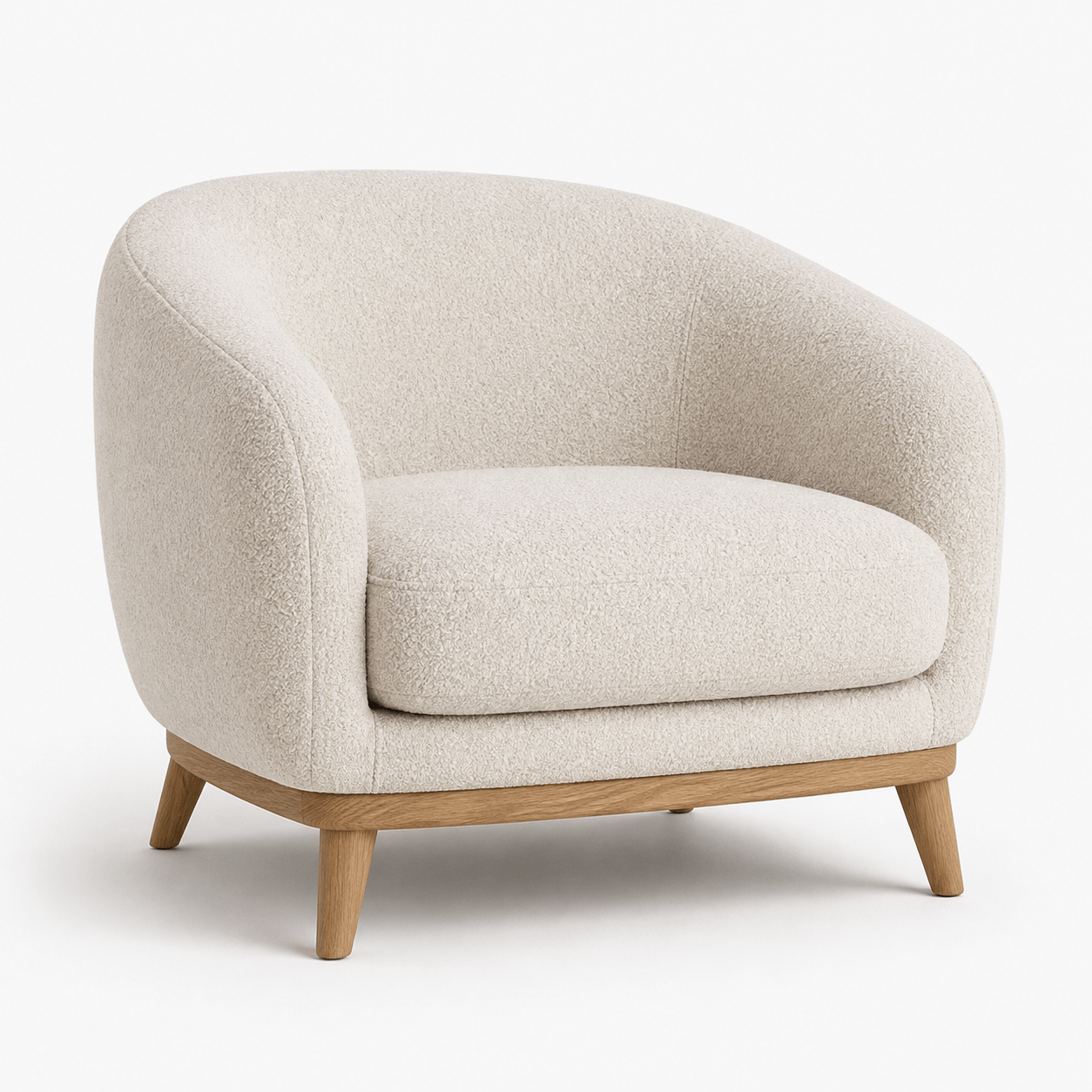 boucle armchair with wooden base 3d sketchup model preview