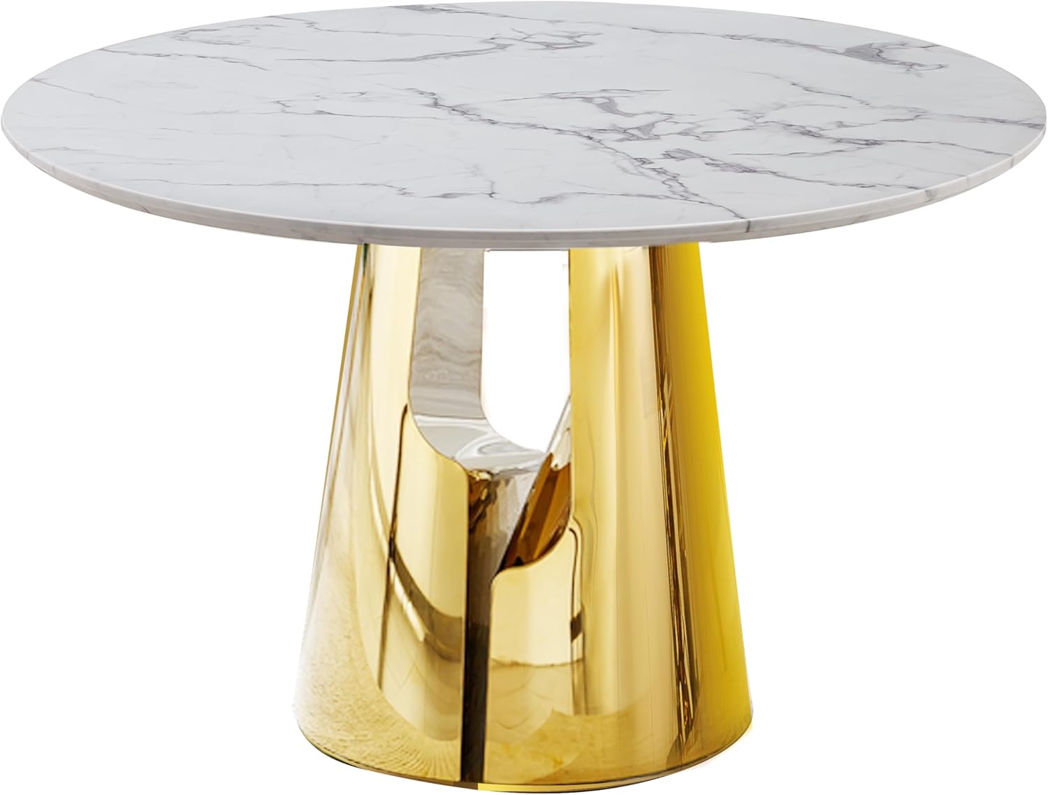 round white faux marble dining table with gold base 3d sketchup model preview
