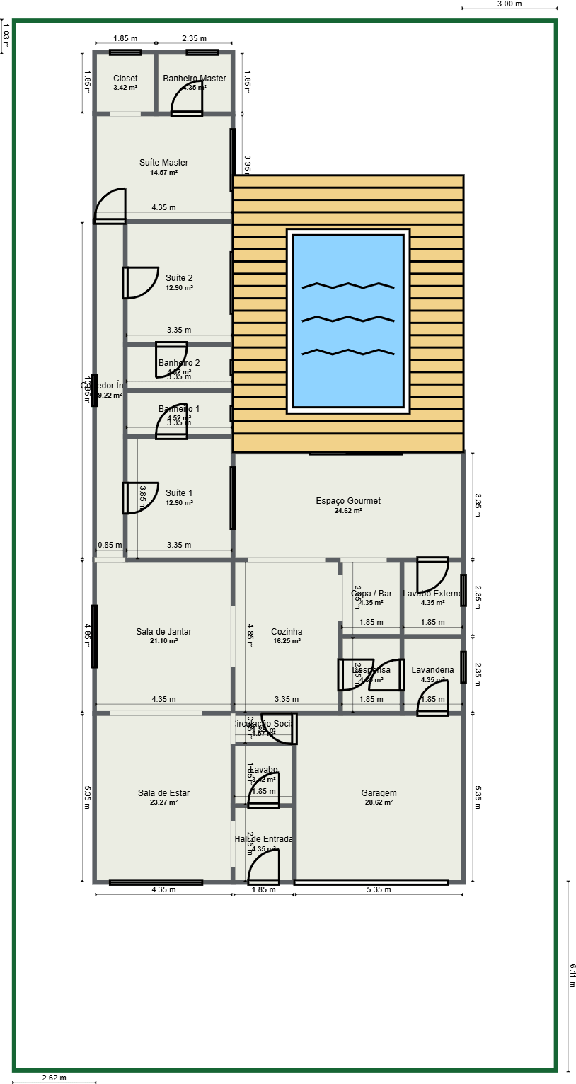 AI floor plan generator editor with a residential layout
