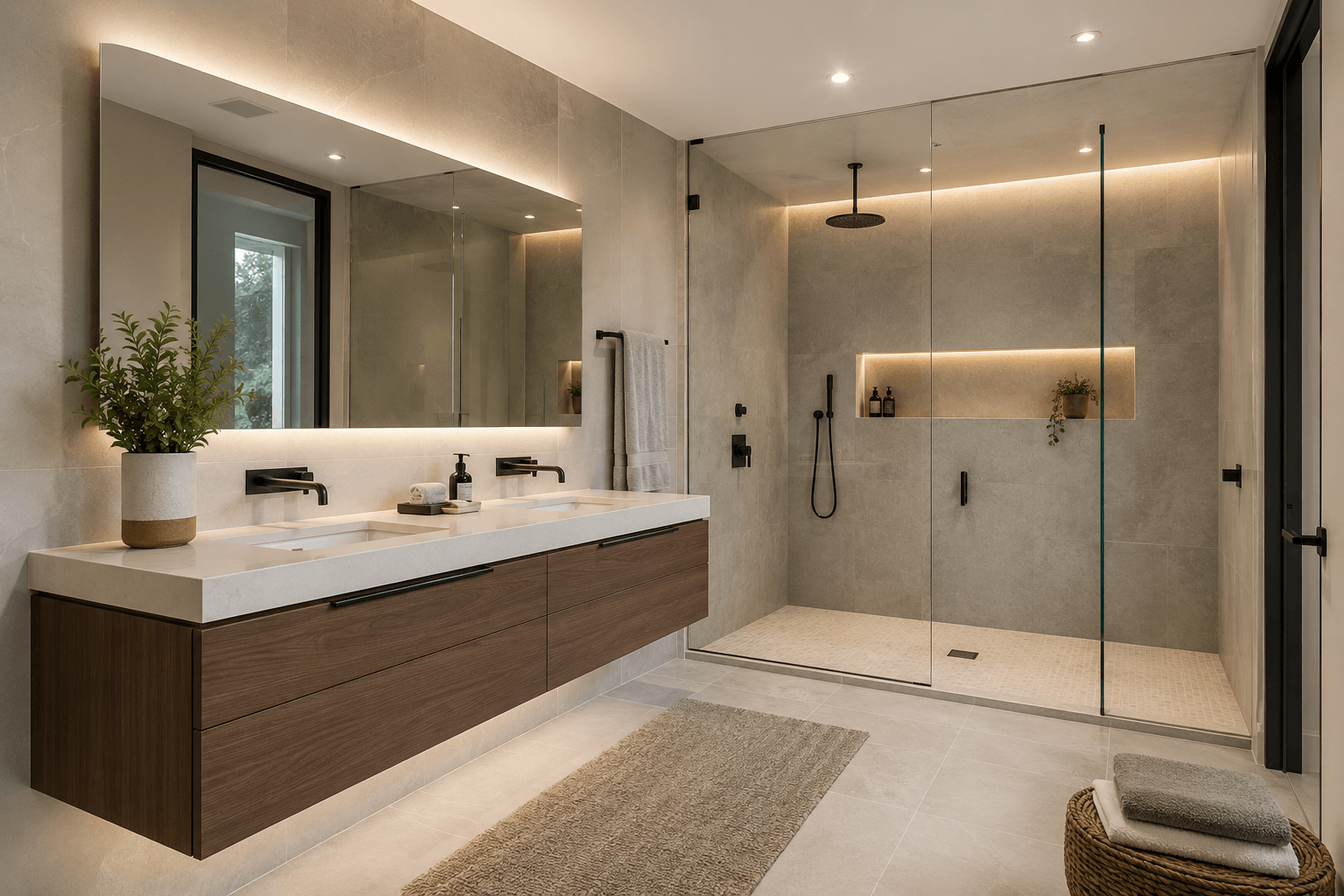 Contemporary bathroom interior render style