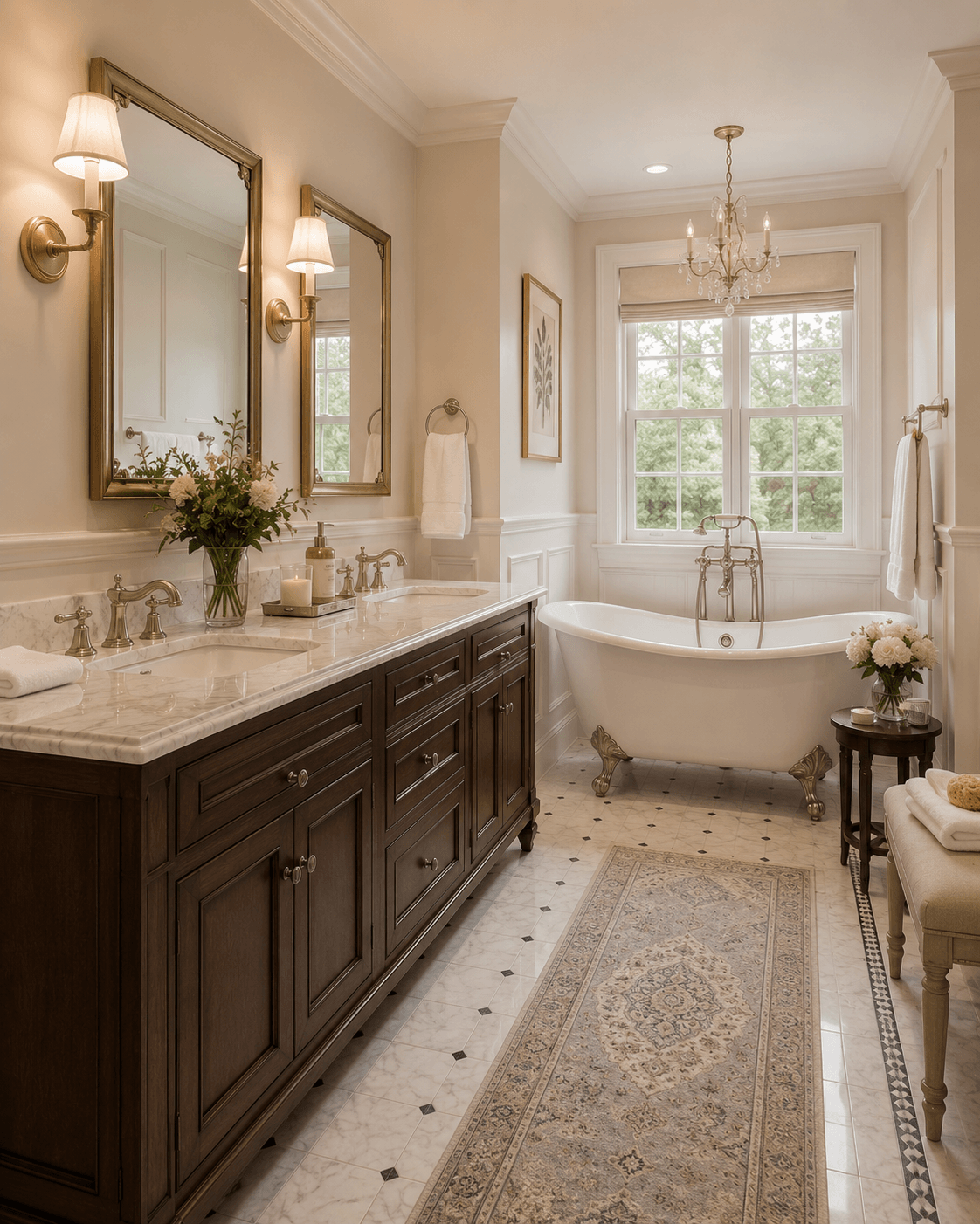 Traditional bathroom interior render style