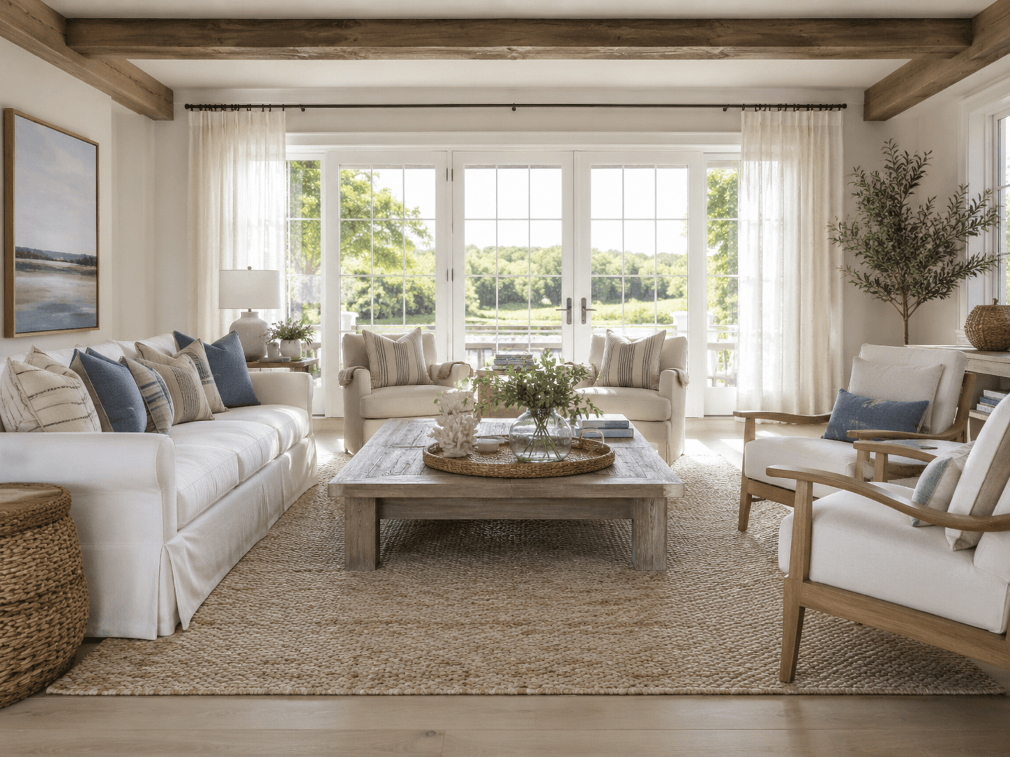 Coastal living room interior render style