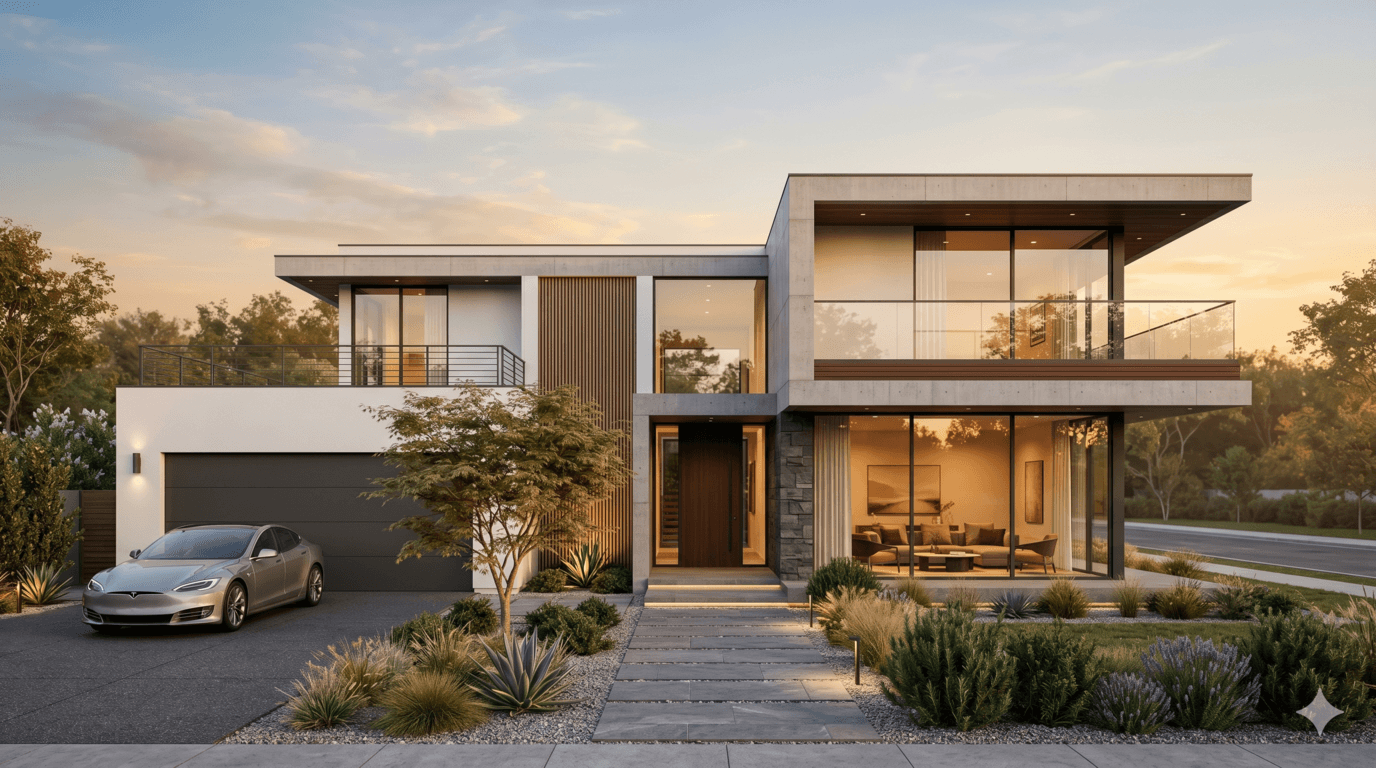 Modern minimalist exterior render style